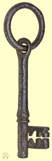 Bullring key, forged iron