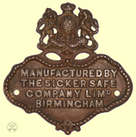 Sicker Safe Company. plate